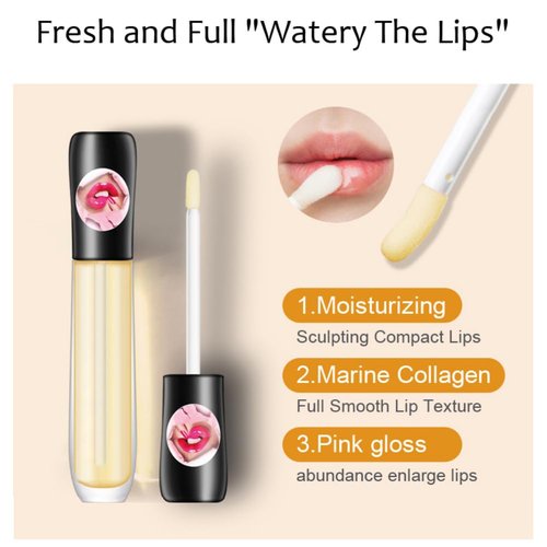 Lip Plumper Lip Gloss, Plumping Lip Maximizer Serum Plumper Lip Plumping Gloss, Lip Oil Long Lasting Hydrating Natural Lip Plumper for Women Girls Lip Care