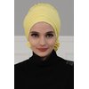 Aisha's Design Instant Turban for Women Head Wrap with Crosswise Style, Pretied Combed Cotton 95% Cotton Scarf Hijab Scarf for Women, Yellow