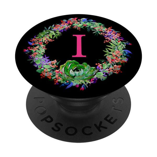 Cell Phone Pop Out Grip Holder,Cute Cactus Monogram Letter I PopSockets Grip and Stand for Phones and Tablets