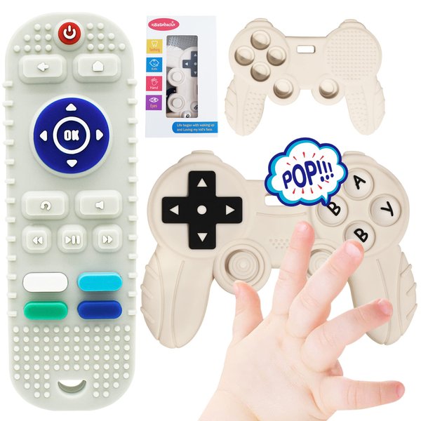 BIGSPINACH Teething Video Game Control Toy Teether Remote Control for Baby (White)