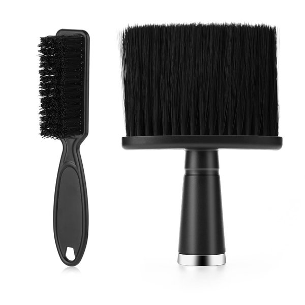 2 Pieces Brush Set - Hair Clipper Brush, Soft Neck Duster for Brushing off Hair Around Neckline and Ears