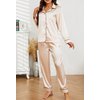U2SKIIN Women Silk Pajamas Set, Long Sleeve Satin Pajamas for Women Sleepwear Button Down Pjs Set Two-piece(Champagne, L)