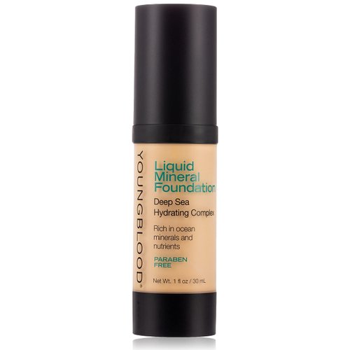 Youngblood Liquid Mineral Foundation, Shell, Dewy, Lightweight, Full Coverage, Vegan, Cruelty Free, Gluten-Free