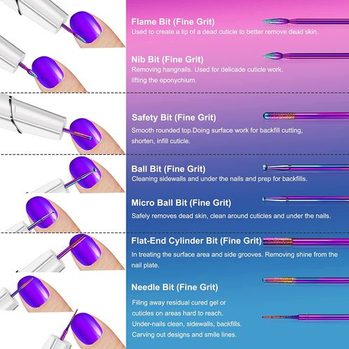 25Pcs Nail Drill Bits Set with Portable Nail Drill Bit Holder, 3/32 Inch Nail Drill Bits for Acrylic Nails, Ceramic Diamond Carbide Cuticle Efile Remover Bits for Home Salon Acrylic Gel Nail Polish