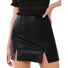 MANGOPOP Women's Basic High Waist Faux Leather Bodycon Mini Pencil Skirt Black