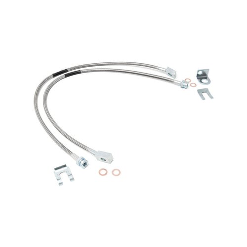 Rough Country Front Stainless Brake Lines for 87-06 Jeep TJ/YJ/XJ | 4-6" - 89702