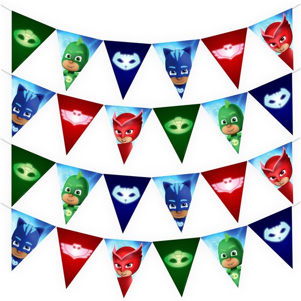 Treasures Gifted Officially Licensed PJ Masks Birthday Banner Pennants 2 Pack - PJ Masks Banner - PJ Masks Birthday Party Supplies - PJ Masks Party Decorations - PJ Masks Wall Decor