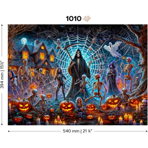 WOODEN.CITY Grim Reaper's Halloween 1000 Piece Wooden Puzzle - Spooky Fun for Puzzle Enthusiasts