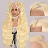 colowam 26 Inch 613 360 Lace Front Wig Human Hair Full Lace Blonde Wig Human Hair 200% Density Blonde Body Wave Lace Front Wigs Human Hair Pre Plucked Real Bleached Knots (360 Blonde Wig)