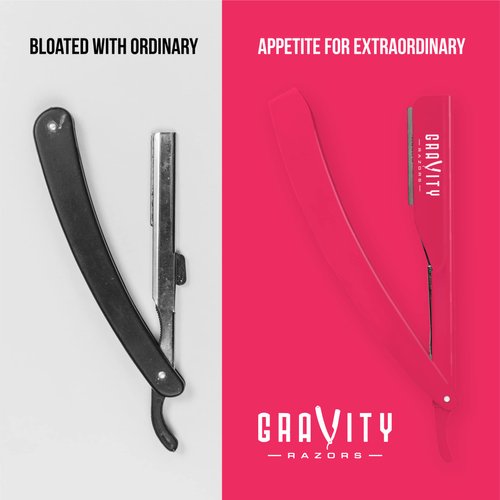 Professional Straight Razor - Ultra Exposed Straight Razor Kit with 10 Gravity Premium Blades, 2mm Exposed (Panthera)