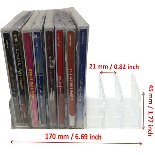 Clear Acrylic DVD/CD Storage Box CD Holder - CD Tray Holds up to 14 CD Cases for Media Shelf Storage and Organization for Countertop/Kitchen/Bathroom/Cabinet.