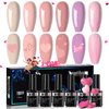 beautilux Pink Gel Polish, 6 Colors 10ml Baby Pink Light Pink Gel Nail Polish, Soak Off UV Gel Polish Pink Kit for Nail Art DIY Salon at Home and Gift
