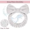 2 Pcs Bowknot Spa Headband, Soft Coral Fleece Facial Makeup Hair Wrap Makeup Fluffy Headband for Women Girls Washing Face Skincare(White/Grey)
