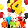 Red Black Yellow Number 4 Balloon Kit for Kids Party, 4 Balloon Cartoon Birthday Party Decorations, 4 Balloon Number for Kids Cartoon Birthday Party Decorations Supplies