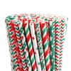 250 Pieces Christmas Paper Straws, 10 Patterns Disposable Mixed Stripe Holiday Paper Straws for Christmas Party Favors