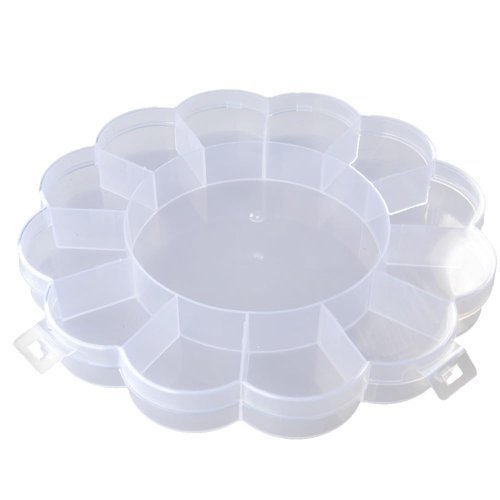 Craft County Clear Plastic Floral Pattern Flip Top Bead Storage Container – 12 Compartment Organizer for Jewelry Making and Crafts
