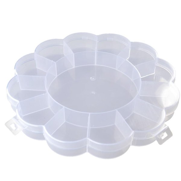 Craft County Clear Plastic Floral Pattern Flip Top Bead Storage Container – 12 Compartment Organizer for Jewelry Making and Crafts