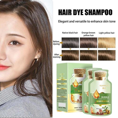HUANG YI Natural Plant Hair Dye, New Botanical Bubble Hair Dye 20ml 10Packs/Box, Pure Plant Extract for Grey Hair Color Bubble Dye, New Botanical Bubble Hair Shampoo (Chestnut Brown)