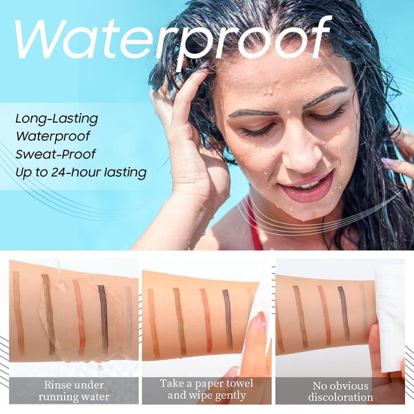 Eyebrow Pencil Microblading Pen, Makeup Micro 4 Point Brow Lift & Snatch Long-Lasting Waterproof Pen, 4 Colors Eyebrow Tattoo Pen, Smudge-proof, Waterproof & Long Lasting (Light Brown)