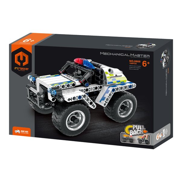 Dakott STEM Car Toy Building Toy Gift for Age 6+, Pull-Back Police Car Building Block Take Apart Toy, 199 Pcs DIY Building Kit, Learning Engineering Construction Toys