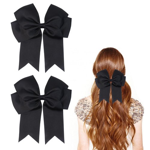 2 Pack Hair Bows for Women, 6 Inches Bow Hair Clips Black Hair Accessories for Girls