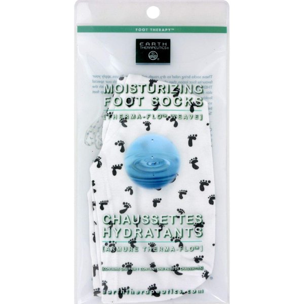 Earth Therapeutics Moisturizing Foot Socks w/Foot Prints-White 1 pair