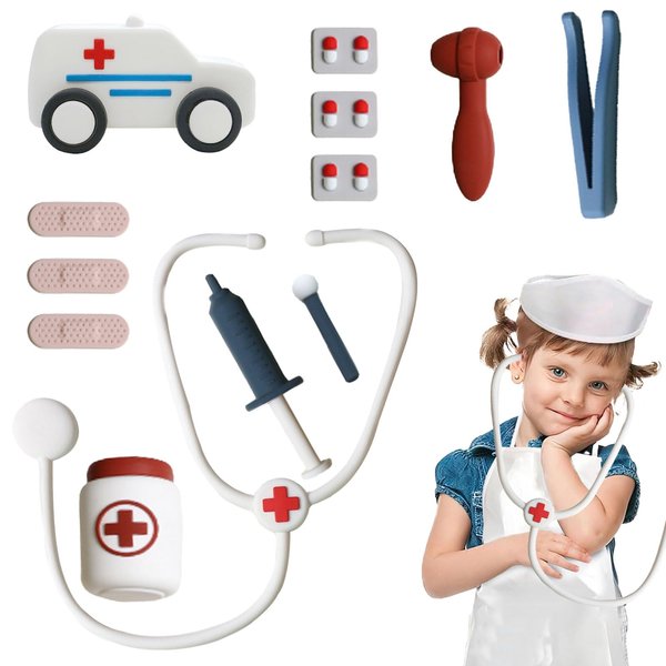 Silicone Toy Doctor Kit, Pretend Play Doctor Kit for Children, Doctor Kit Toy for Toddlers and Kids Ages 0+ Year Old Boys and Girls