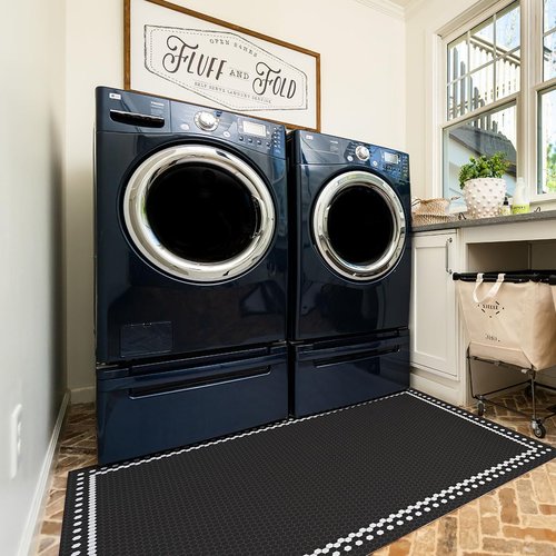 Carolina Creekhouse Vinyl Rug | Brooks 076855UA | Vinyl Floor Mat | Decorative, Vintage, Waterproof, Eco-Friendly, Non-Slip | Charcoal, 2'x3'