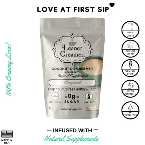 Leaner Creamer: Natural Coconut Oil Based Coffee Creamer - Original (280 Refill Pouch)