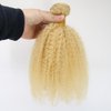 ZigZag Hair Afro Kinky Curly Human Hair Bundle Blonde Color 1pc Afro Curly Weft Hair Extensions Human Hair (14 Inch, Blonde)