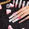 LOVFUL Press on Nails Marshmallo Gummy Bear Square | Luxury Diamond Pink Cotton Candy Nails| Pink Nails| Square Nails | 2.16in Long Square | H26 (L)