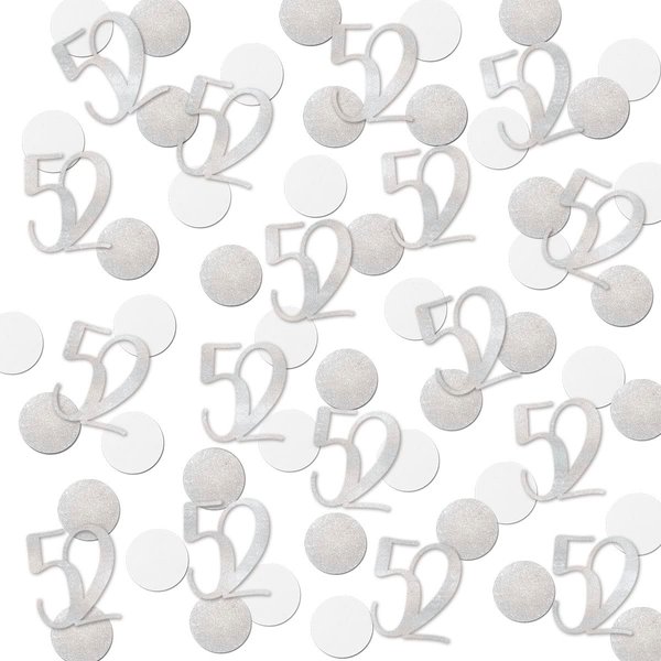 Silver Glitter 52 Confetti, 52nd Birthday Number Confetti, 200pcs Anniversary Party Table Decoration Supplies