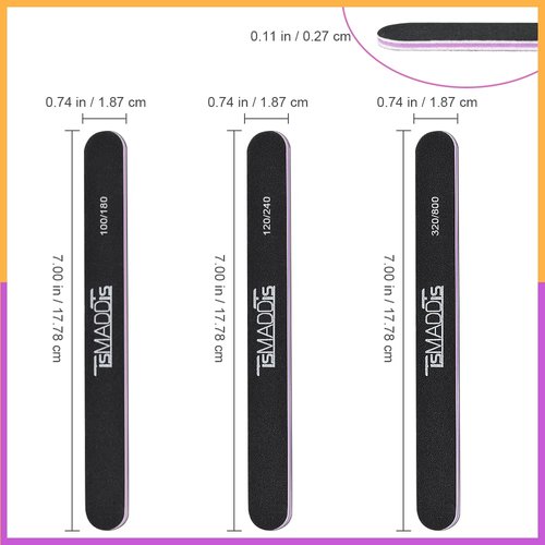 TsMADDTs Nail File 20 PCS Double Sided Emery Board for Natural Acrylic Nails 100/180 120/240 320/800 Grit, Professional Manicure Pedicure Tools, Nail Buffering Files