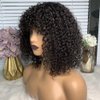 Short Bob Curly Human Hair Wigs with Bangs Wear and Go Glueless None Lace Front Human Hair Wigs for Black Women 180% Density Brazilian Unprocessed Virgin Kinky Curly Fringe Bang Wig Human Hair 14 inch
