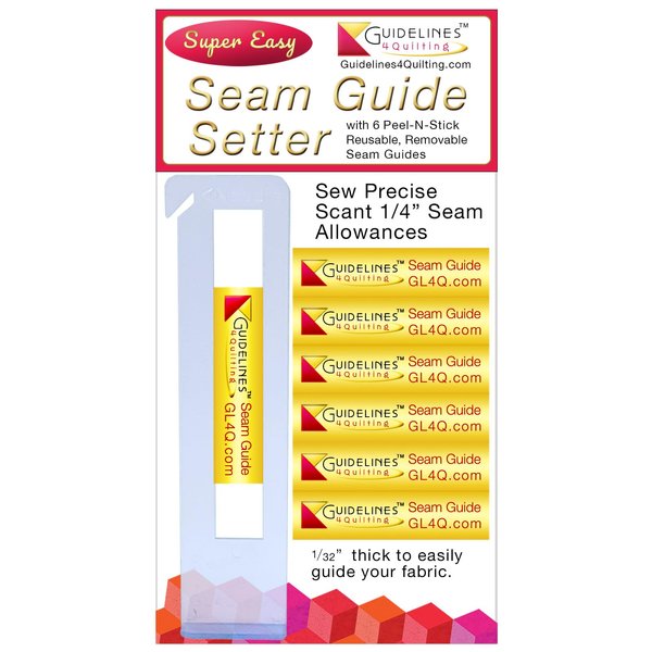 Guidelines4quilting - Super Easy Seam Guide Setter - 1 Seam Guide Setter (4¾" x 1¼" x 1/16”) & 6 Seam Guides - Take The Guesswork Out of Achieving Precise ¼” Seams.