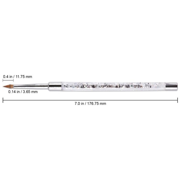 PANA 3D Kolinsky Nail Art Brush - Silver Glitter Handle, Size 5 - Acrylic Nail Art Sculpture Brush for Manicures Pedicure Salon Professional or Beginner