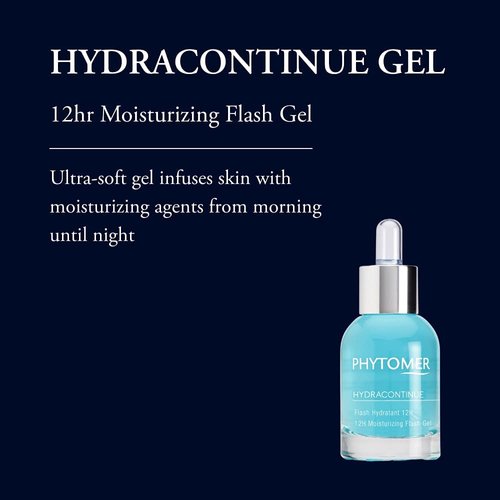 Phytomer HYDRACONTINUE Face Moisturizing Gel | 12 hour Hydrating Face Moisturizer Gel | Immediate & Long Lasting Skin Hydration | Refreshing, Restoring Face Moisturizer for Dry Skin | 30ml