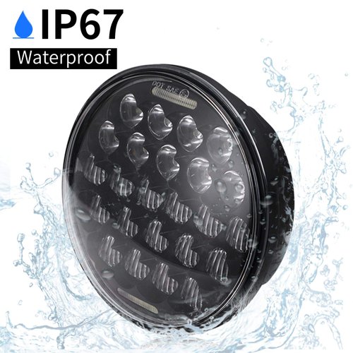 SUP-LIGHT 5 3/4" 5.75 Inch Motorcycle LED Headlight Compatible with Dyna Sportster Iron 883 Street BOB Low Rider Super Wide Headlamps with Round Projector Driving Light -Black