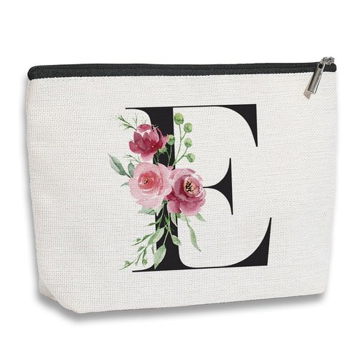 kdxpbpz Initial Makeup Bag, Personalized Gifts for Women, Bridesmaid Gifts, Birthday Gifts for Women Mom, Gifts for Best Friend, Bride Bridesmaid Cosmetic bag (Letter E)