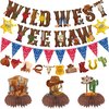 Western Party Decorations, Cowboy Birthday Party Decorations Includes Wild West Banner Yee Haw Banner Western Centerpiece for Table, Western Themed Cowboy Birthday Party Supplies