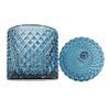 Sizikato Diamond Faceted Crystal Glass Candy Jar with Lid, Blue Decorative Jar, Jewelry Box, Cotton Swab Storage Holder.