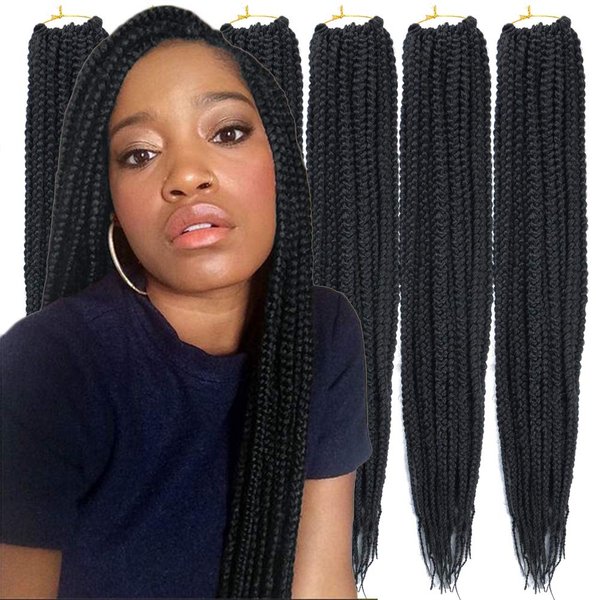 Mayloss 6 Packs/Lot (14/18/24/30) inch 1cm 20 Strands/Pack Thin 3X Box Braid Crochet Hair Extensionin Diameter 3X Synthetic Braid Hair Extensions Crochet Braids Hair Color(18Inch 1)
