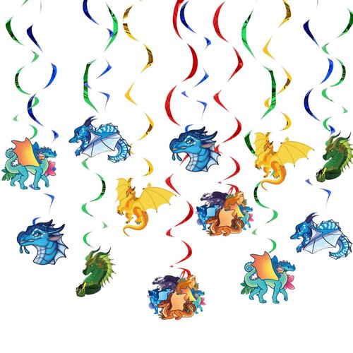 ADRICH wings of fire Party Supplies 12*Hanging Swirls for wings of fire Birthday Decorations, Kids Boys and Girls for Birthday Party Decorations Happy Theme.
