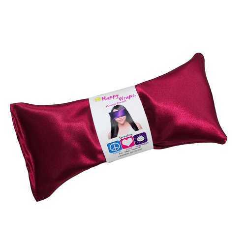 Happy Wraps Lavender Eye Pillow - Hot Cold Aromatherapy Satin Eye Mask for Yoga, Sleeping, Migraines, Stress, Relaxation - Gifts for Women, Birthdays, Coworkers, Christmas - Ruby