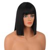Wiginway Short Bob Wig for Womem, 12'' Short Black Wigs with Bangs, Natural Looking Soft Synthetic Straight Wigs for Party Cosplay Halloween