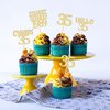 Gyufise 24Pcs Happy 35th Cupcake Toppers Glitter Thirty-five Straight Outta 1989 Cupcake Picks Cheers to 35 Years Birthday Cake Decorations for Happy 35th Birthday Anniversary Party Supplies Gold