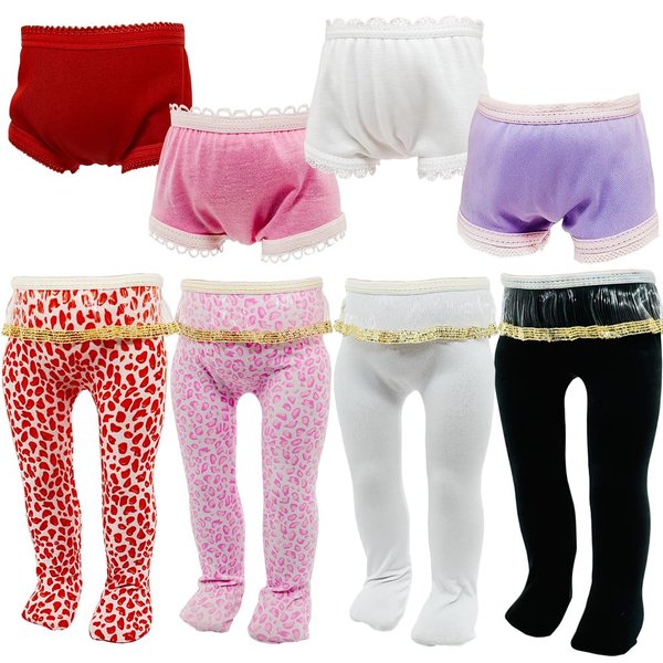 Doll Clothing Accessories 8PCS 18 Inch American Doll Pants Leggings Designed for 18 inch Girl Dolls (4PCS Underwear + 4PCS Tights)