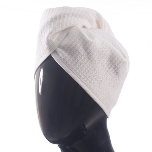 SELARUS 100% Turkish Cotton Hair Towel Wrap for Women,Non Microfiber,400-GSM(Grams per Square Metre),AntiFrizz,Hair Plop Waffle Towels for Curly,Long&Thick Hairs,Turban Head Wrap,1Pack10x26inc(White)