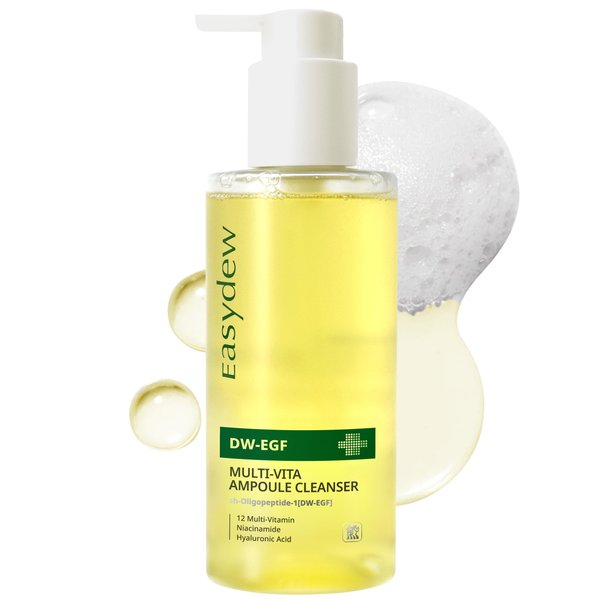 EASYDEW DW-EGF Multi Vita Ampoule Cleanser – Hypoallergenic Face Wash for Sensitive Skin with High-Concentration EGF, Multi-Vitamins and Hyaluronic Acid - Ampoule to Bubble Foam, 6.76 fl.oz.