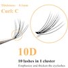 Individual Lashes Natural Lash Clusters 240pcs 9-14mm Mixed Pack /12 Roots/C Curl /0.07mm Thickness/Faux Mink Diy Lash Extensions (C Curl, 10D Cluster Lashes)